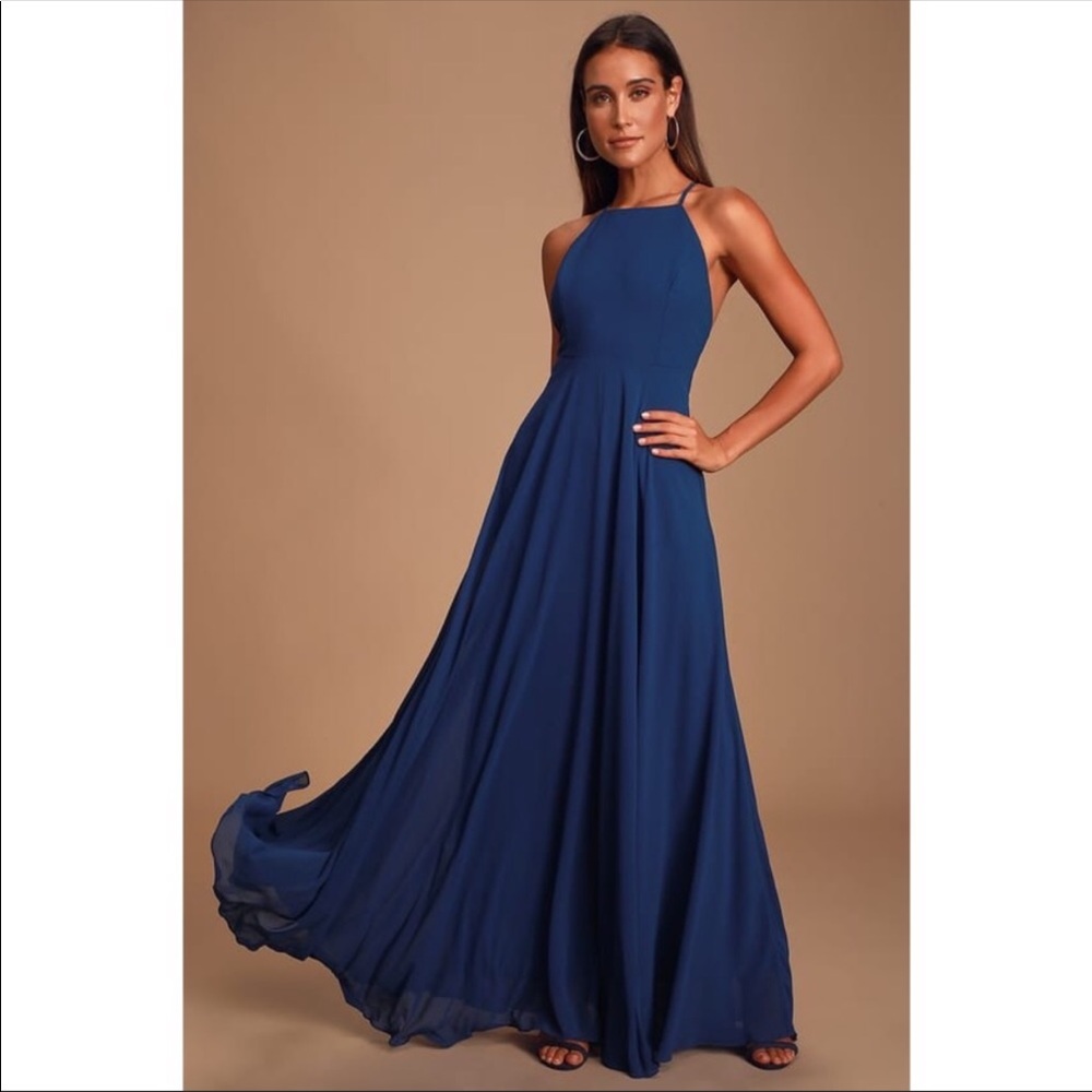 Lulu’s Mythical Kind of Love Navy Blue Maxi Dress